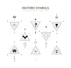 Esoteric symbols, clean and simple style, icon set