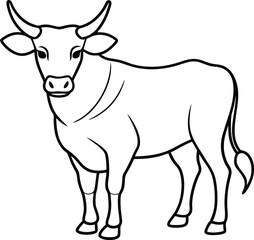 Rustic cow logo icon line art vector illustration perfect for agricultural themes