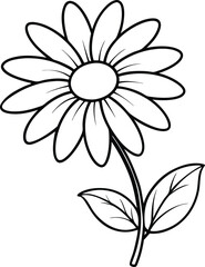 Nature-inspired daisy flower logo icon line art vector illustration with a graceful outline