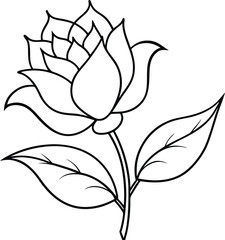 Beautiful flower logo icon line art vector illustration of a vintage floral symbol in minimalist style