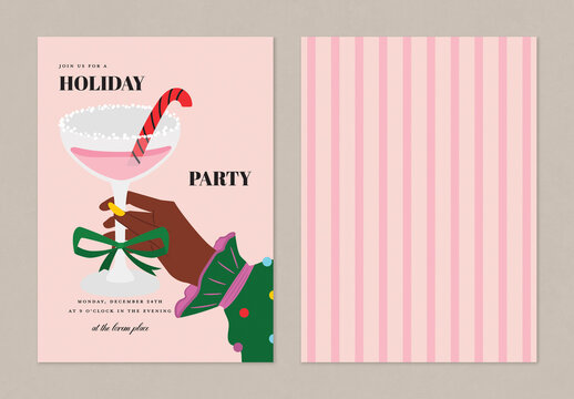 Cocktail Holiday Party Invitation Card Template