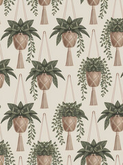pattern with hanging plants