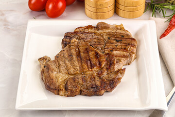 Grilled pork neck sirloin steak