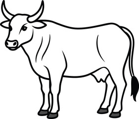 Cute cow logo icon line art vector illustration ideal for graphic and design use