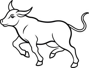 Creative cow logo icon line art vector illustration featuring a rustic farm look