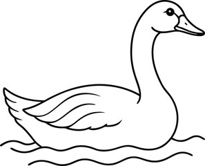 Swan logo icon line art vector illustration for elegant and modern design