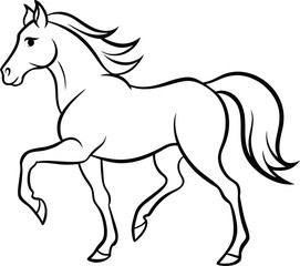 Horse logo icon line art vector illustration of a modern horse head in minimalist design