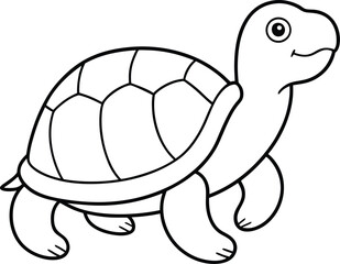 Turtle logo icon line art vector illustration of a simple sea turtle in a modern style