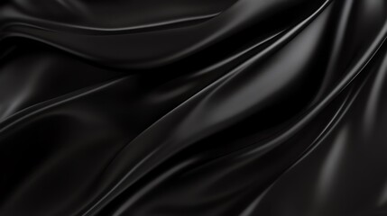 A close-up of luxurious black fabric showcasing its elegant texture and soft sheen, perfect for design and fashion projects.