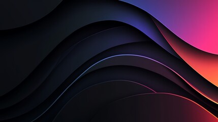 Obraz premium A vibrant and abstract wave pattern with gradients, combining dark tones and soft curves, ideal for modern backgrounds.