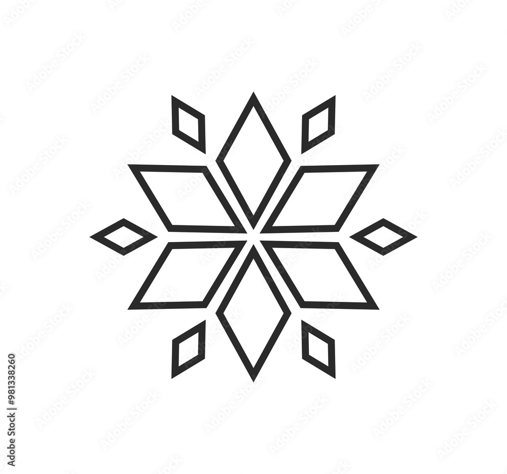 Canvas Prints snowflake line icon geometric shape. png illustration. design element.