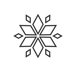 Snowflake line icon geometric shape. PNG illustration. Design element.