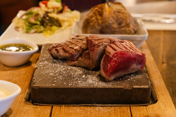 Sizzling Hot Stone-Grilled Steak Dinner