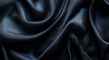 Luxurious dark fabric showcasing elegant folds and smooth texture, perfect for textiles, fashion, or interior design projects.