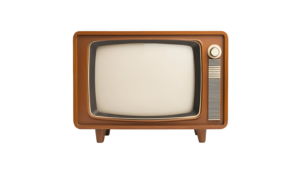 Old retro television with blank screen isolated on white background