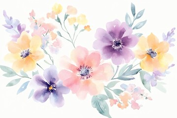 Obraz premium This vibrant watercolor floral arrangement is absolutely perfect for various occasions such as weddings, birthdays, and invitations, beautifully embodying the essence of springtime beauty
