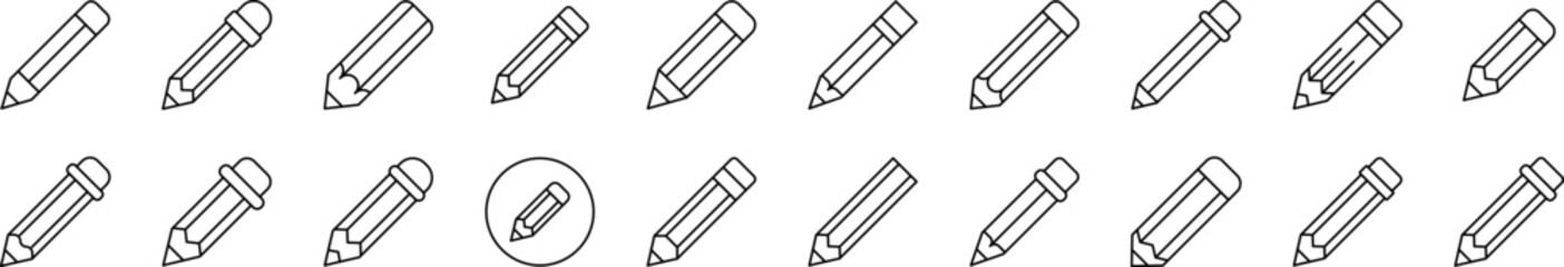 Pen and Pencils Set of Thin Icons. Editable Stroke. Suitable for Web Sites, Books, Cards, Apps