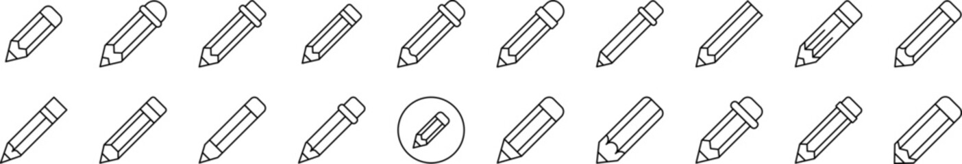 Pen and Pencils Simple Isolated Line Icons Collection. Editable Stroke. Suitable for Web Sites, Books, Cards, Apps