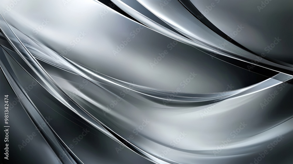 Poster minimalist modern abstract background in silver and gray with smooth gradient waves