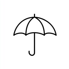 Simple Black Outline of an Umbrella on a White Background for Rainy Day Concepts