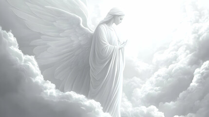 Angel Wings in Clouds, A Symbol of Hope and Peace