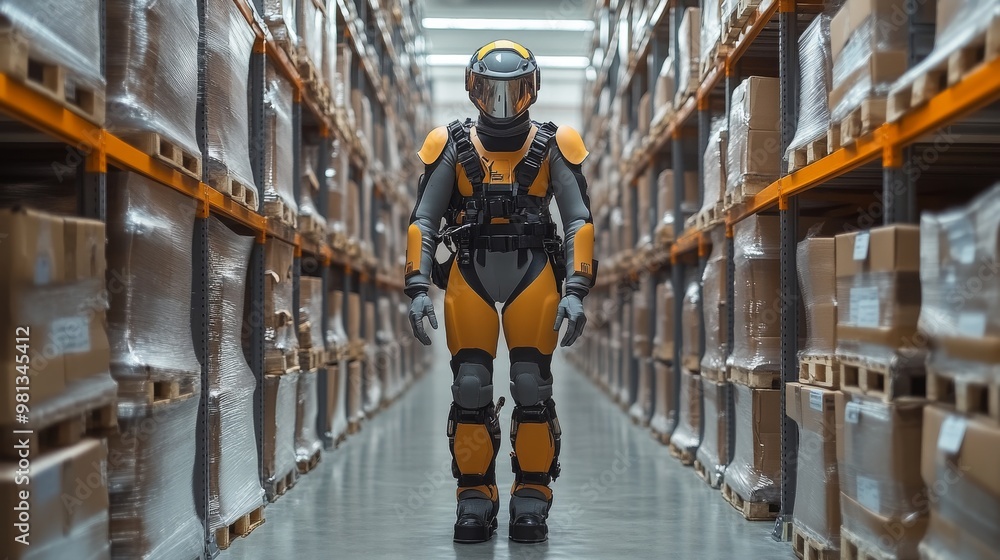 Aufkleber robotic exoskeleton assists warehouse workers in efficient package handling and movement