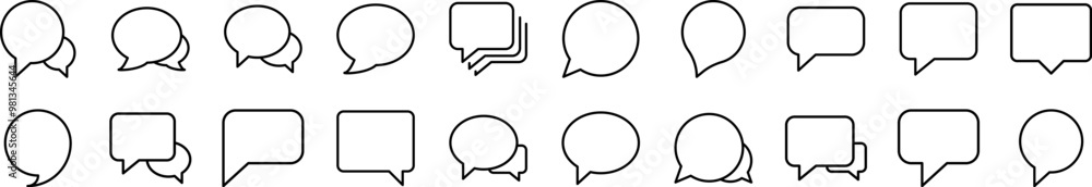 Poster speech bubble line icon bundle. editable stroke. minimalistic linear pictogram for design of cards, 