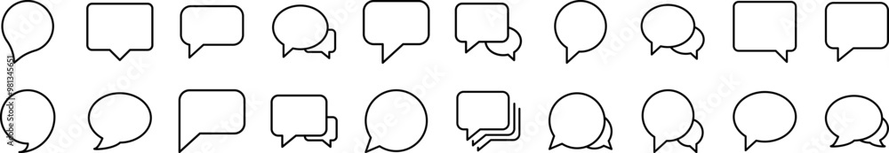 Poster speech bubble line icon pack. editable stroke. minimalistic linear pictogram for design of cards, ap