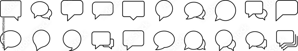 Poster speech bubble line icon collection. editable stroke. minimalistic linear pictogram for design of car