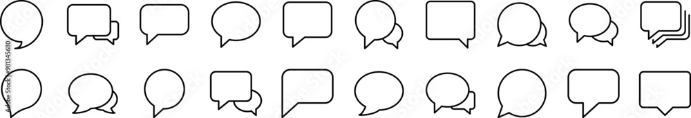 Poster speech bubble outline web line icons collection. editable stroke. minimalistic linear pictogram for 