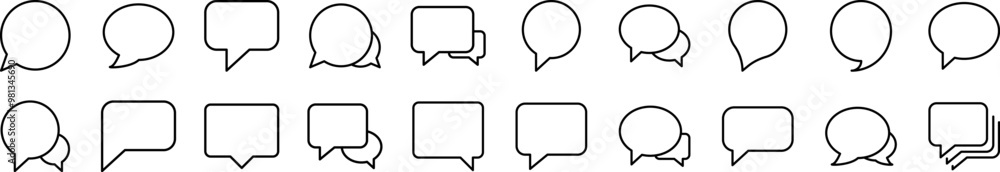 Aufkleber speech bubble outline web line icons collection. editable stroke. minimalistic linear pictogram for 