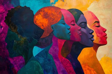 Embracing Diversity: Celebrating Unity and Strength Through Colorful Female Profiles