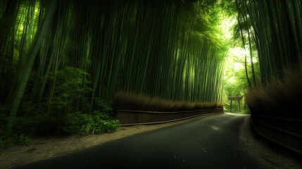 bamboo forest, bamboo groves, narrow path
