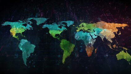 Dynamic abstract global stock market trends with vibrant colors.