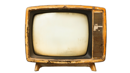 Old retro television with blank screen isolated on white background