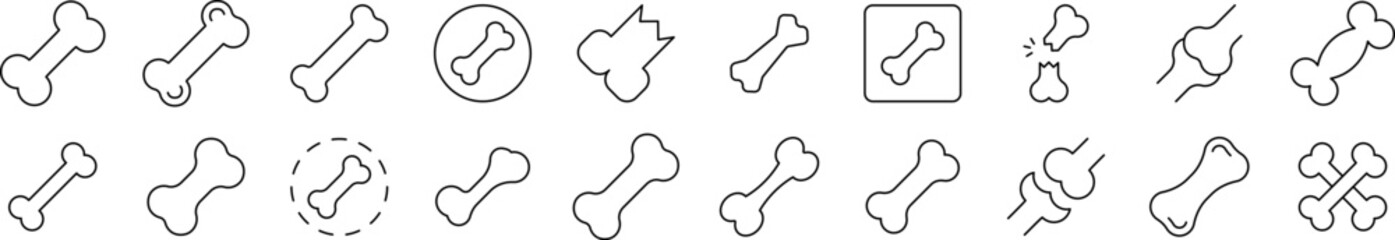 Bones Outline Simple Linear Image Collection. Editable Stroke. Suitable for Web Sites, Books, Cards, Apps