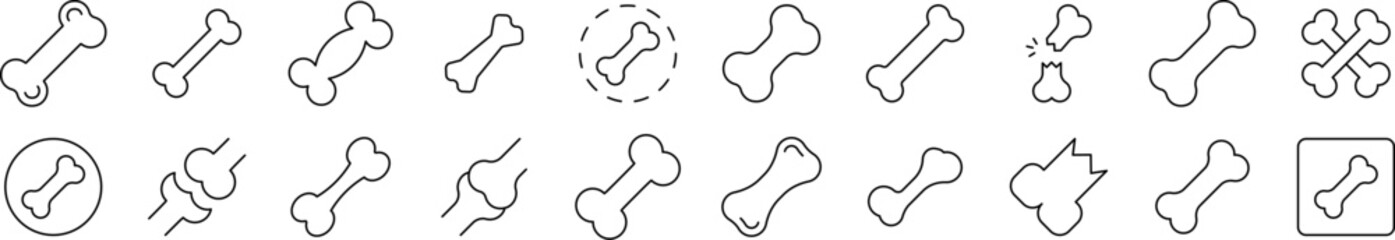 Bones Simple Isolated Line Icons Collection. Editable Stroke. Suitable for Web Sites, Books, Cards, Apps
