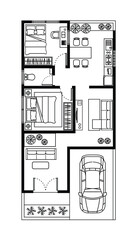 Architectural plans for apartments, studios and houses. Interior floor plans isolated on white background