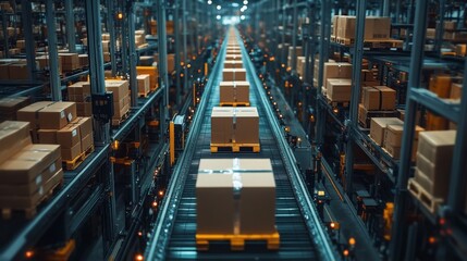 Efficient automated delivery system in a modern warehouse during daytime operations