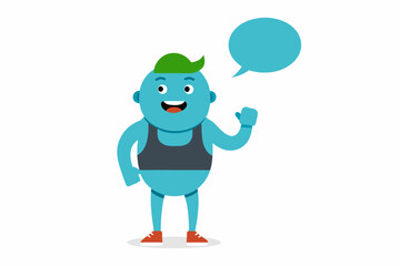 Talking fit character vector art illustration