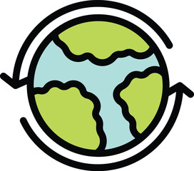 Circular economy is shown with arrows rotating around the earth to illustrate recycling and environmental sustainability