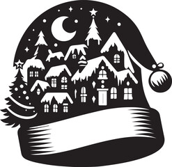 Christmas Santa hat silhouette vector art illustration