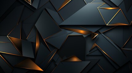 abstract luxury polygonal shape black gold geometric background.