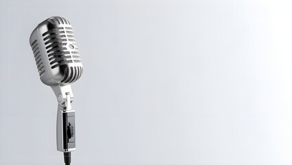 Fototapeta premium Clean Microphone Image on White Background, Horizontal Composition with Clipping Path