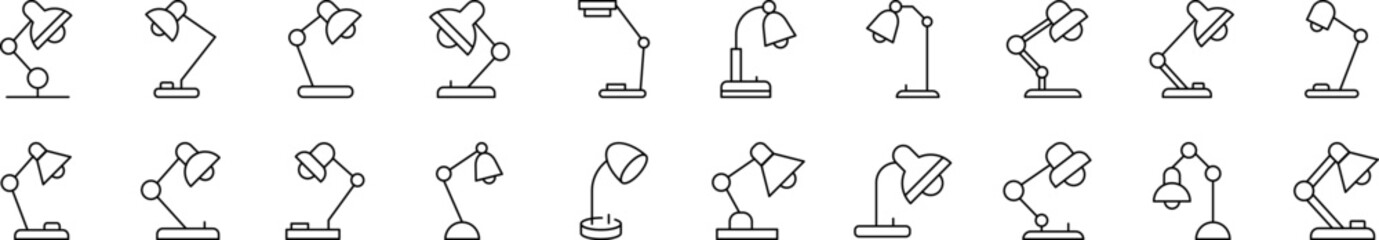 Table Lamp Simple Isolated Line Icons Collection. Editable Stroke. Suitable for Web Sites, Books, Cards, Apps