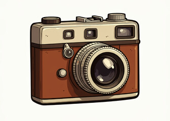 Cartoon retro photo camera isolated on a white background