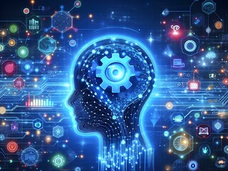 Artificial intelligence concept. Technology background. Vector science illustration.