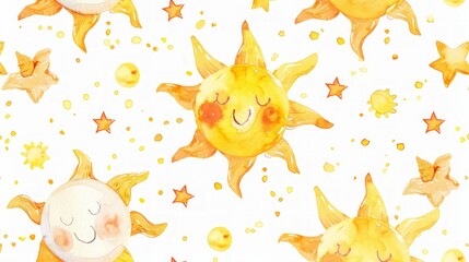 Obraz premium A watercolor illustration of a sun for kids