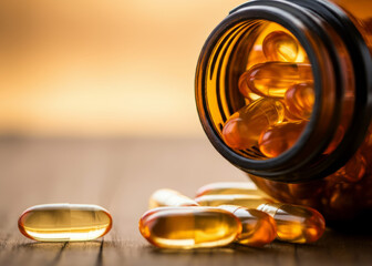 Abstract background with vitamin A B C D E K capsules