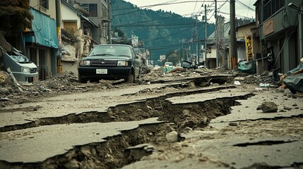 Fototapeta premium Earthquakes occur when tectonic plates shift, causing energy to be released as seismic waves. Seismographs measure ground motion during an earthquake